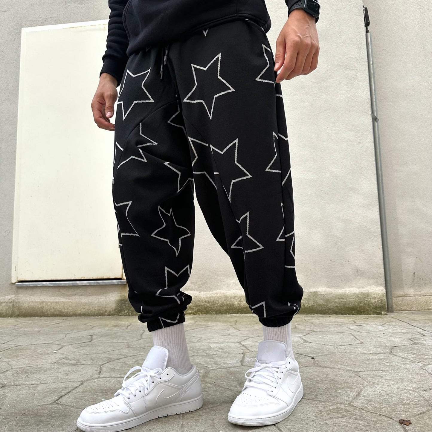 Unisex Star Print Harem Pants , Baggy Cotton Trousers, Drop Crotch Joggers