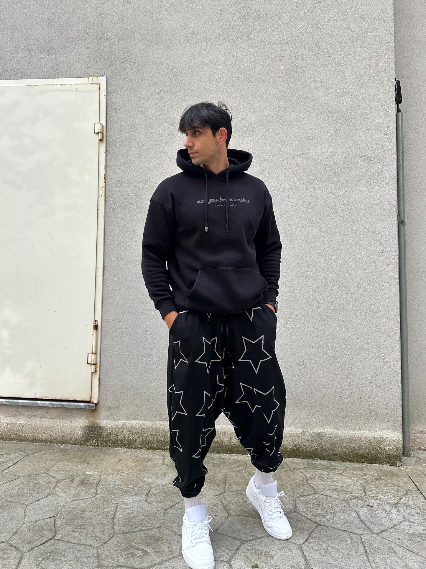 Unisex Star Print Harem Pants , Baggy Cotton Trousers, Drop Crotch Joggers