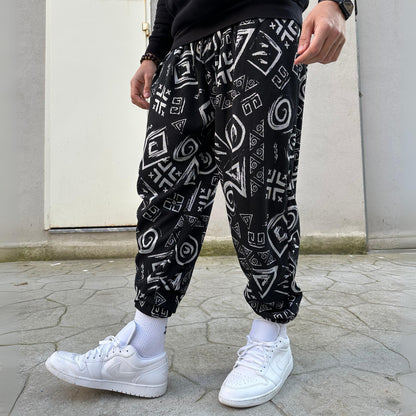 Unisex Harem Pants , Baggy Cotton Blend Trousers, Drop Crotch Joggers