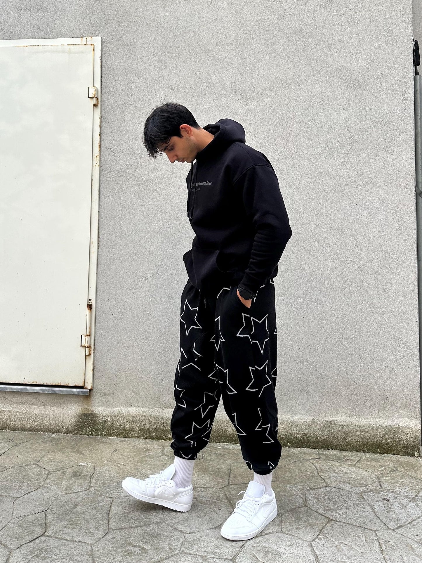 Unisex Star Print Harem Pants , Baggy Cotton Trousers, Drop Crotch Joggers