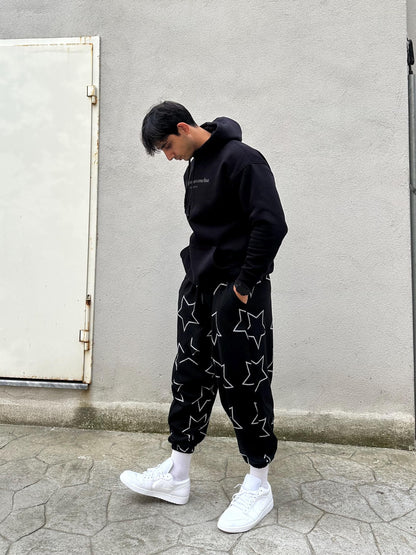Unisex Star Print Harem Pants , Baggy Cotton Trousers, Drop Crotch Joggers