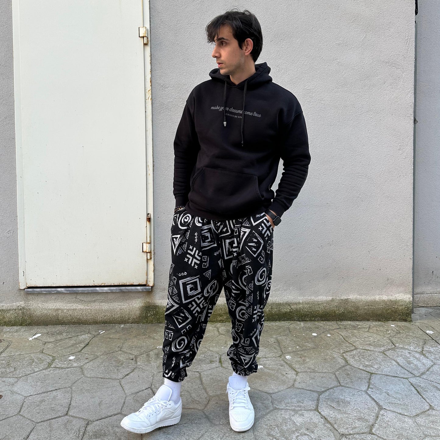 Unisex Harem Pants , Baggy Cotton Blend Trousers, Drop Crotch Joggers