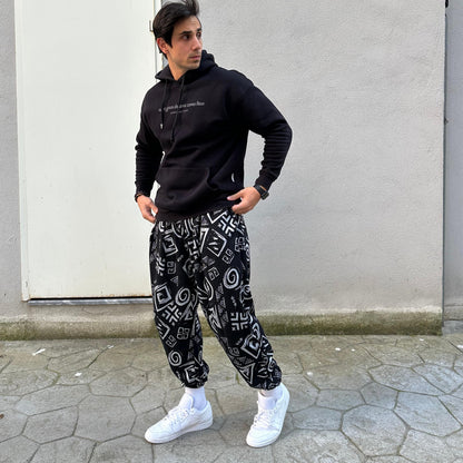 Unisex Harem Pants , Baggy Cotton Blend Trousers, Drop Crotch Joggers