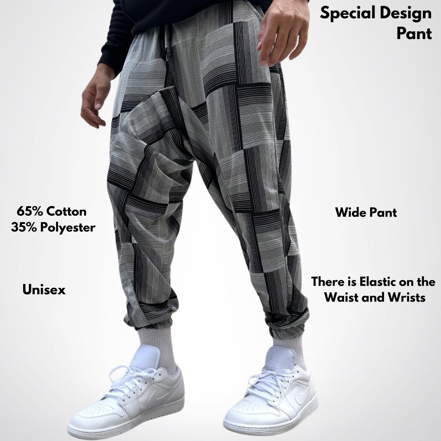 Unisex Harem Pants , Baggy Drop Crotch Trousers, Cotton Blend Joggers