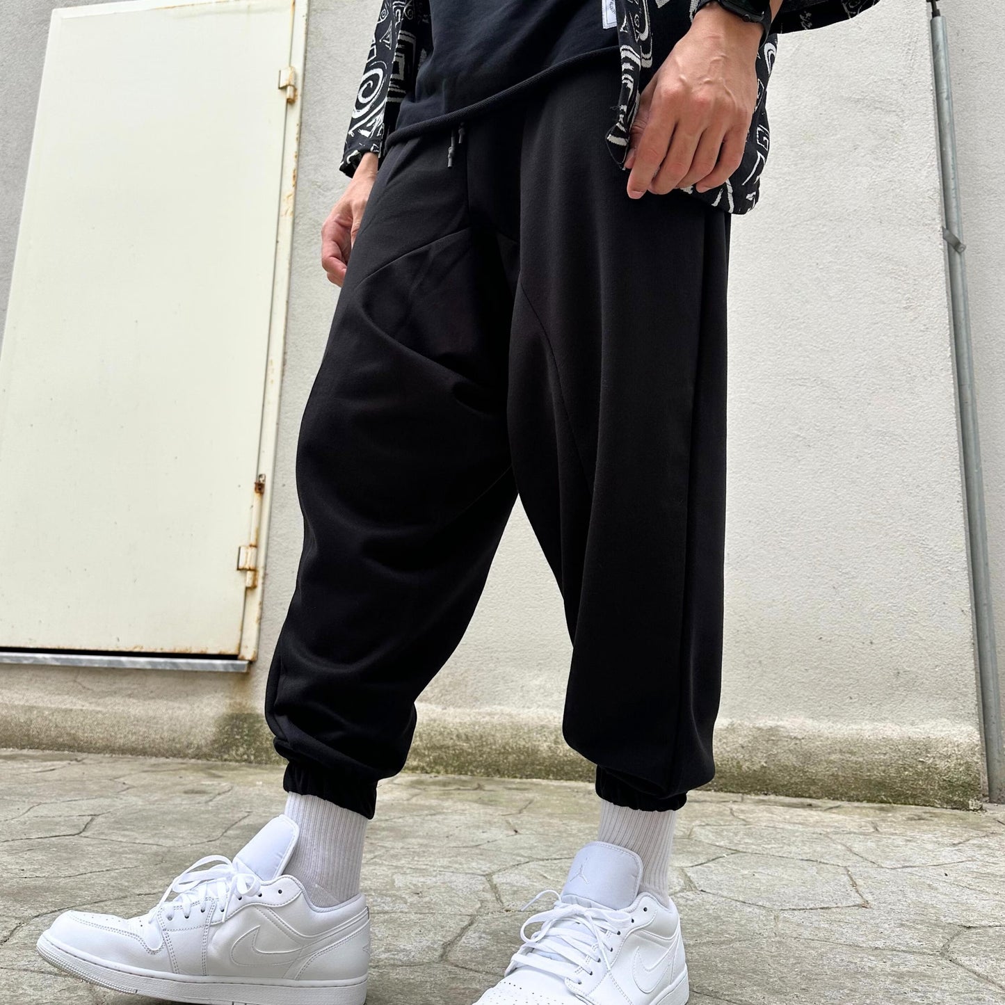 Unisex Harem Pants , Baggy Cotton Blend Trousers, Drop Crotch Joggers