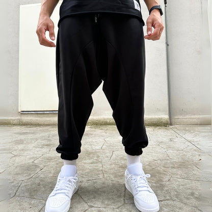 Unisex Harem Pants , Baggy Cotton Blend Trousers, Drop Crotch Joggers